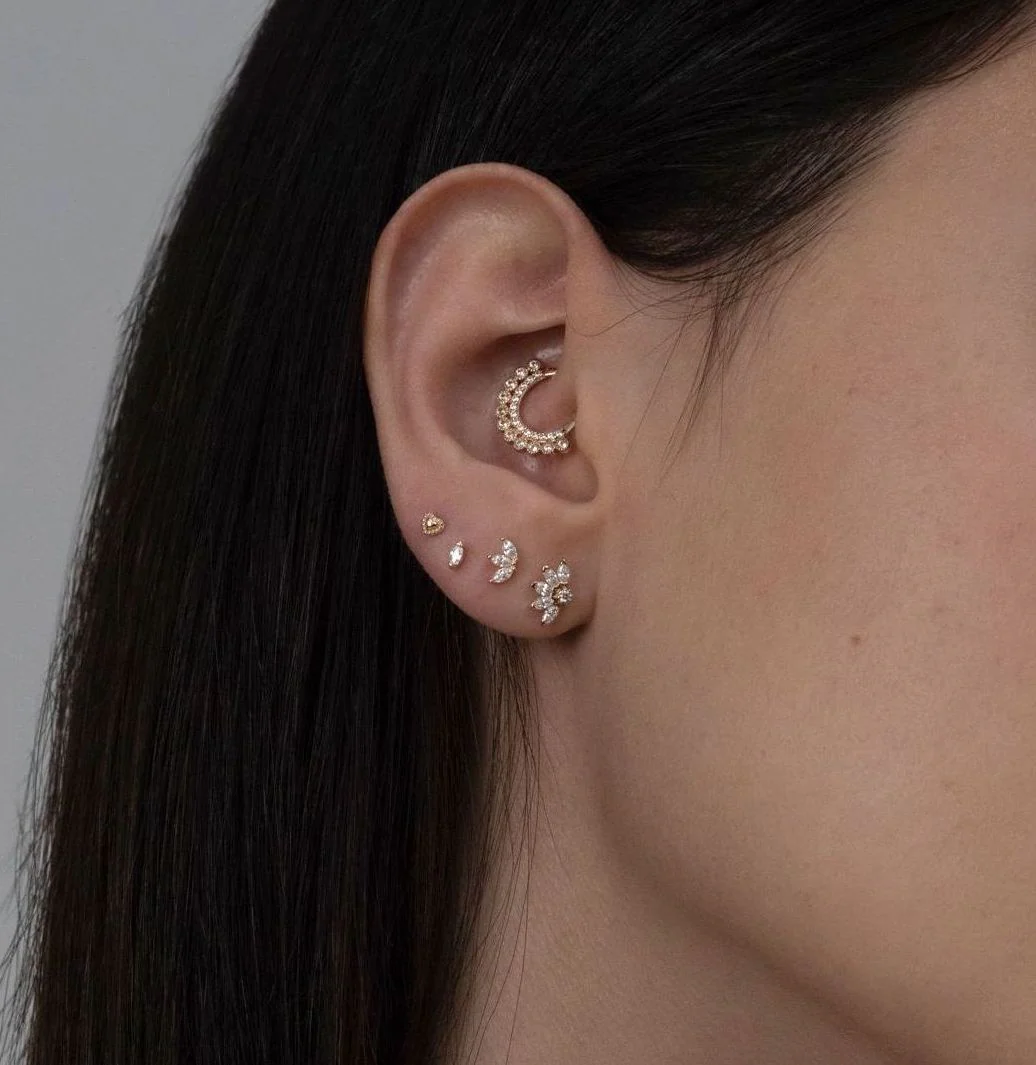 14K Solid Gold Beaded Heart - Image 3