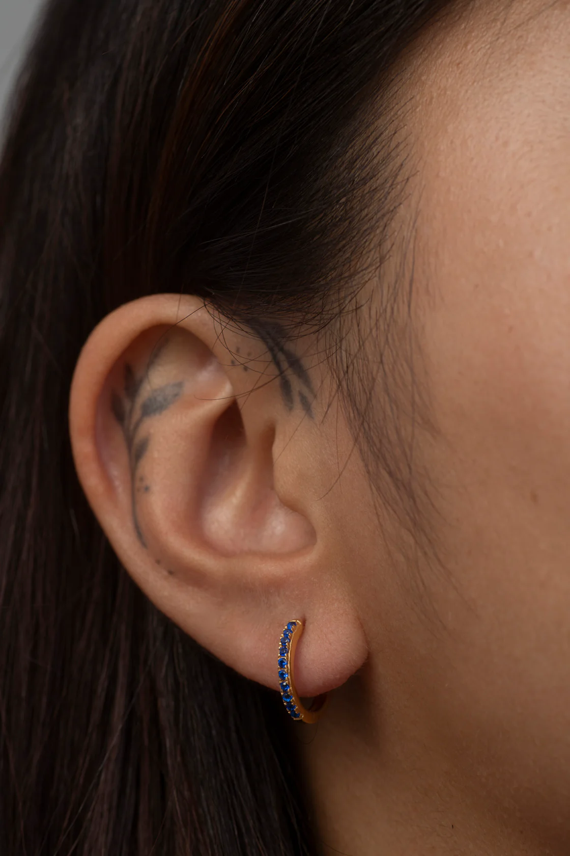 Midnight Blue Pavé Huggies - Image 3