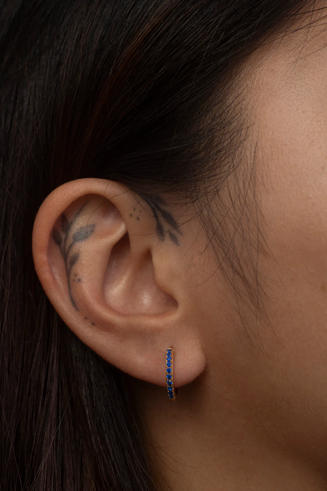 Midnight Blue Pavé Huggies - Image 4