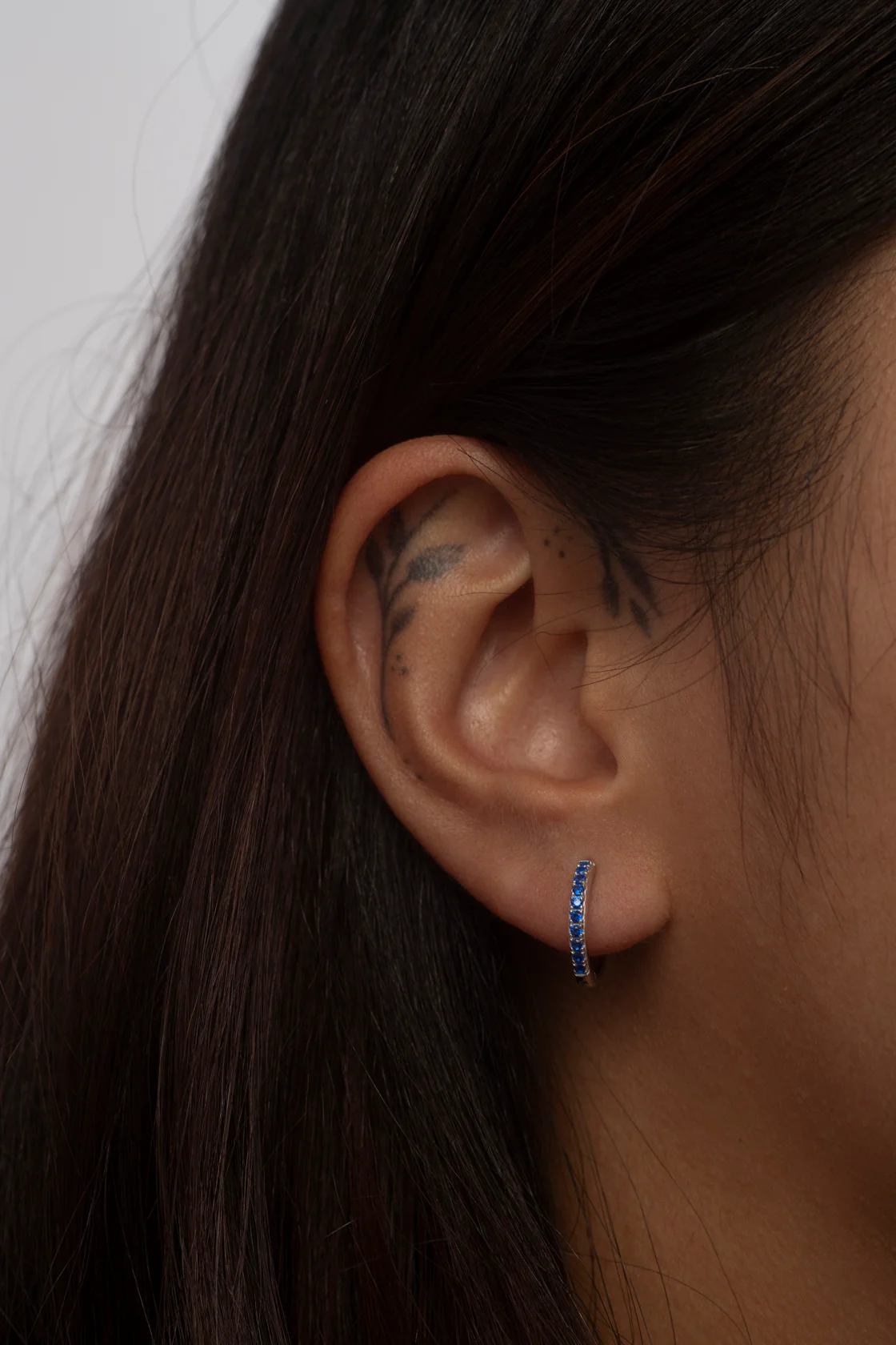 Midnight Blue Pavé Huggies - Image 5