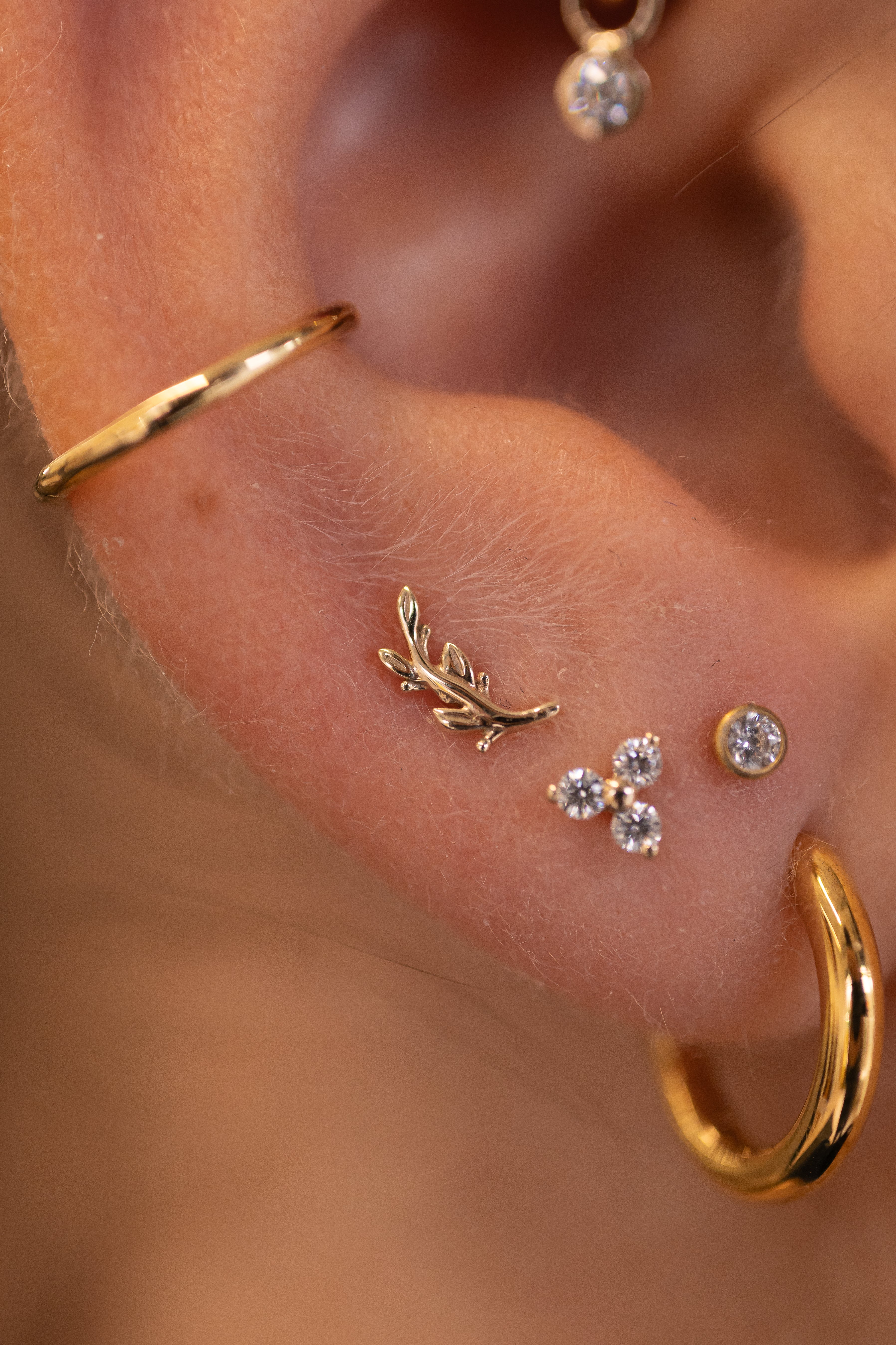 14K Solid Gold Olive Branch - Image 3