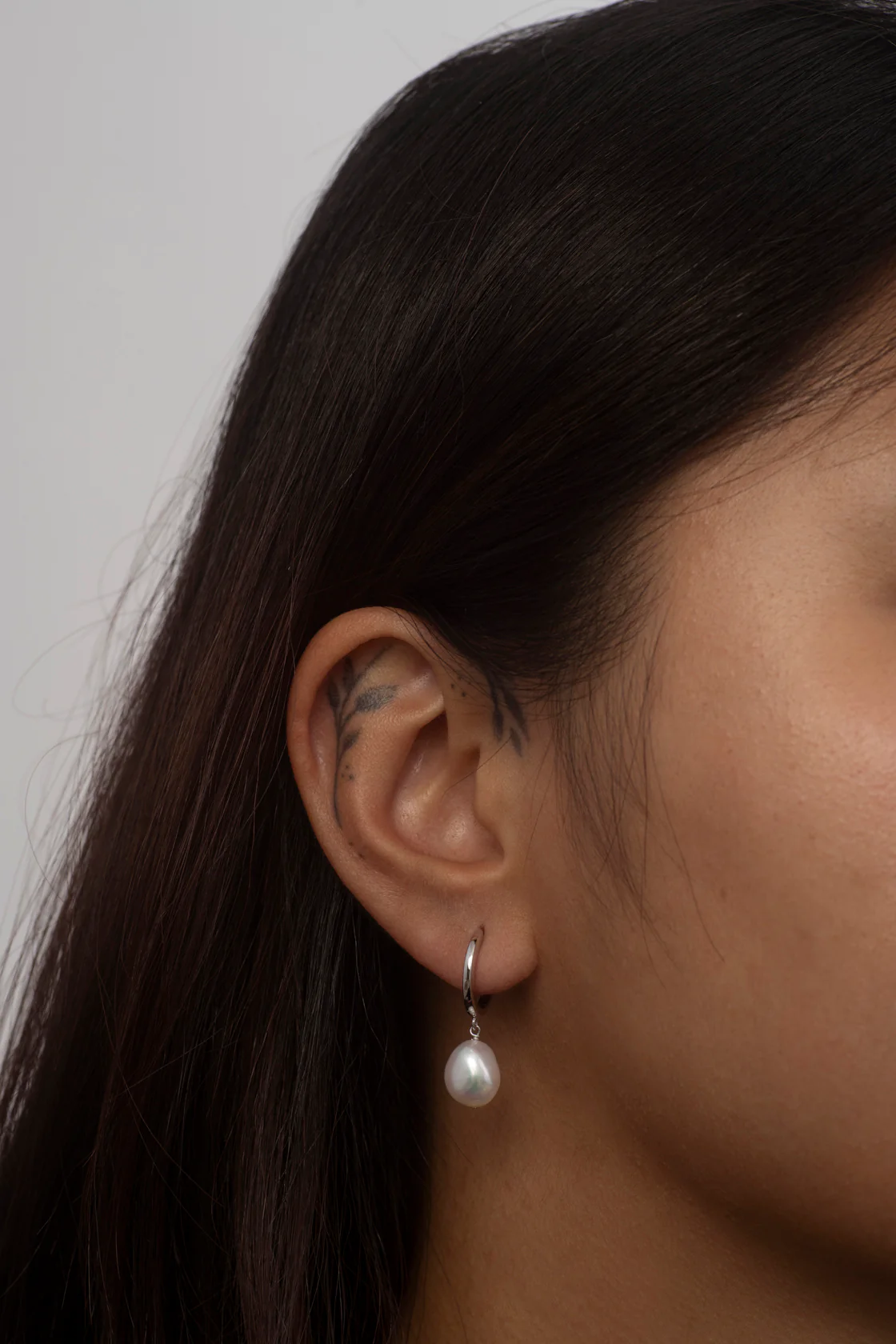 Pearl Charm Hoops Earrings - Image 5