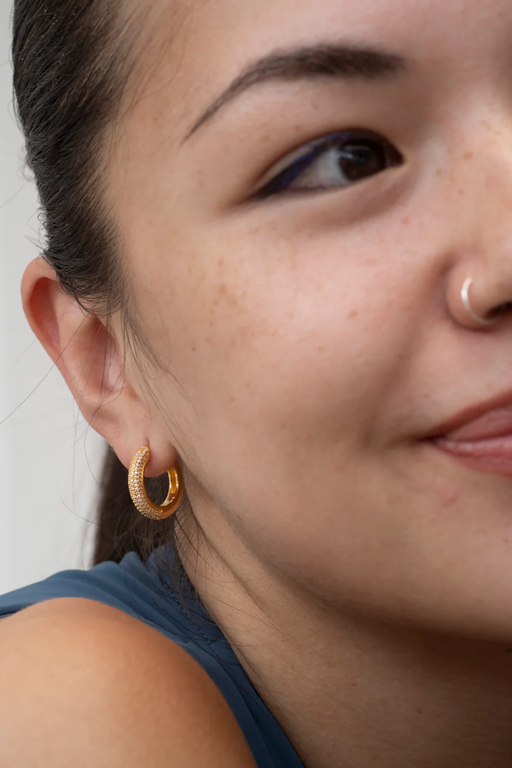 PIERCED Pavé Huggie Hoop - Image 3