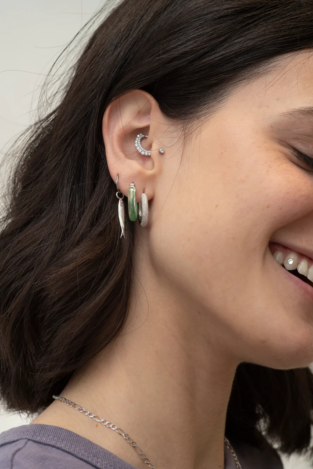 PIERCED Pavé Huggie Hoop - Image 4