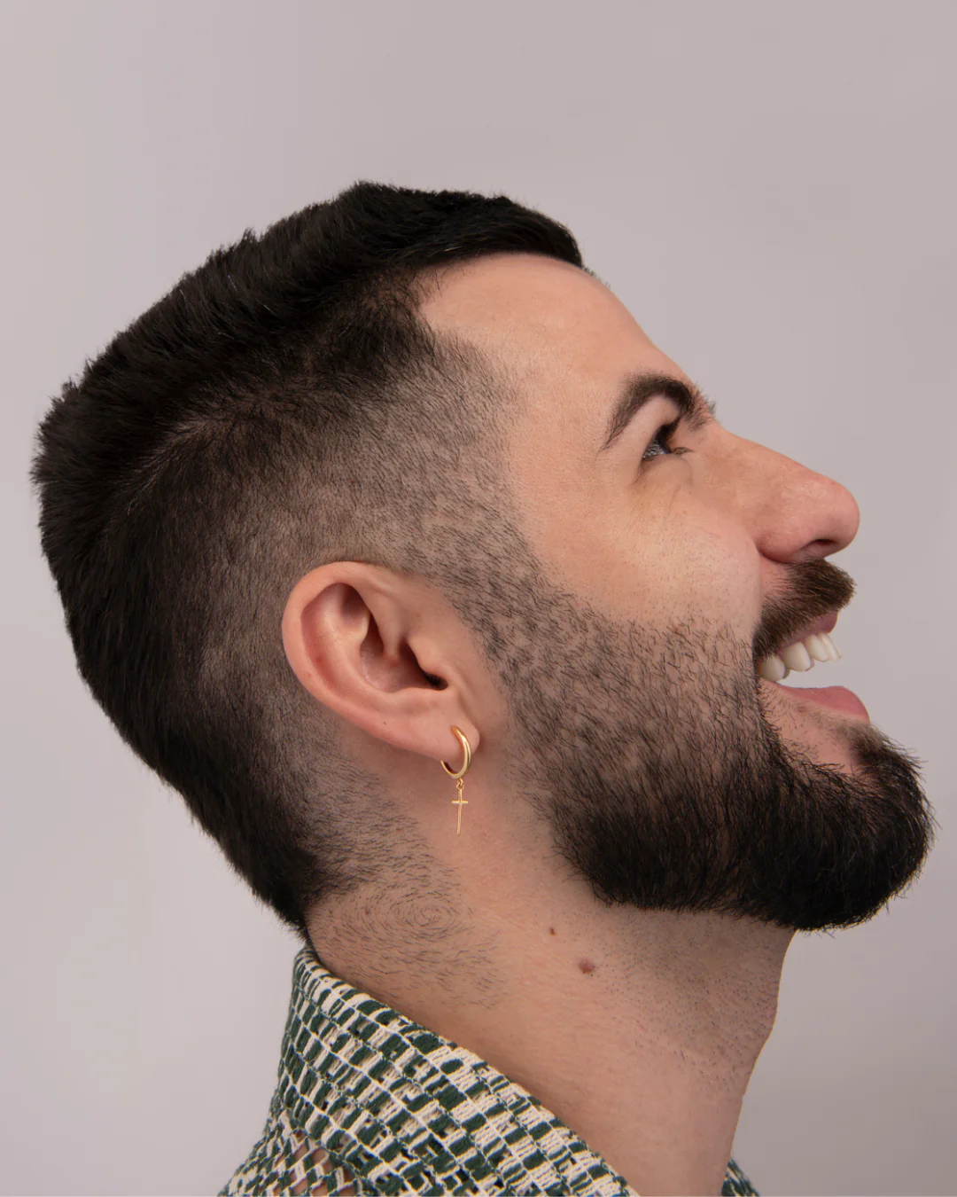 Cross Charm Hoops Earrings - Image 3