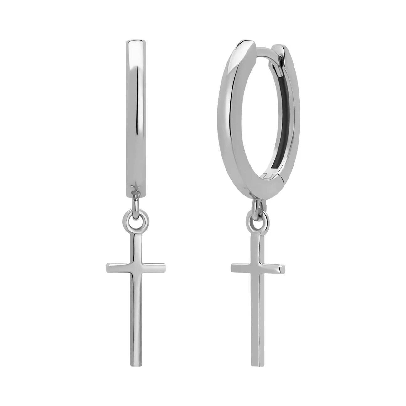 Cross Charm Hoops Earrings - Image 4