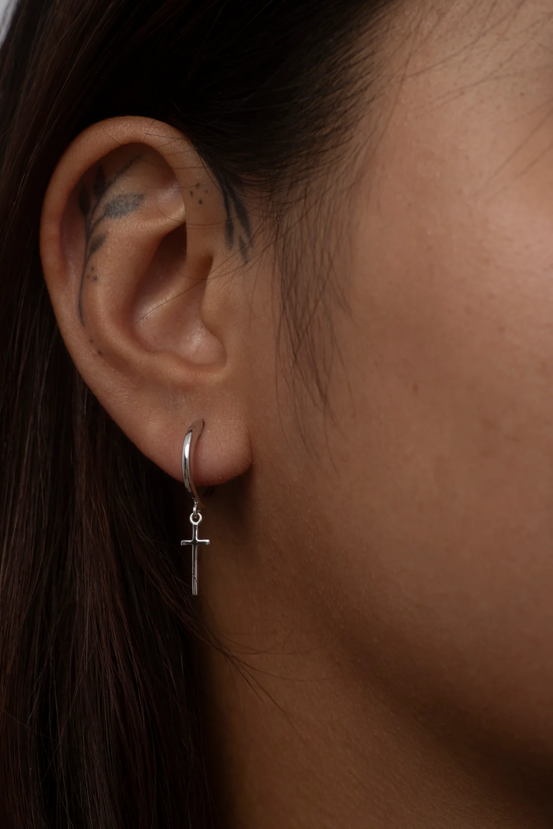 Cross Charm Hoops Earrings - Image 5